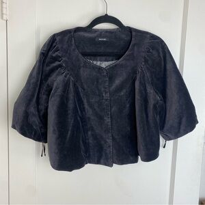 PAS DE CALAIS Charcoal Gray Velour Pelerine size Medium